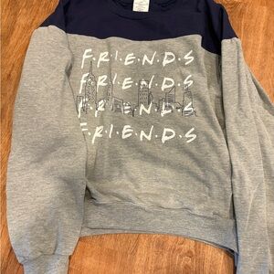 FRIENDS Graphic Pullover Sweatshirt - Gray & Navy